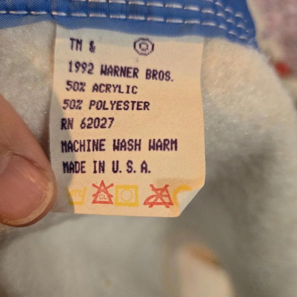 Vintage 90s Warner Bros. Looney Toons Space Jam Throw Blanket Satin‎ Trim